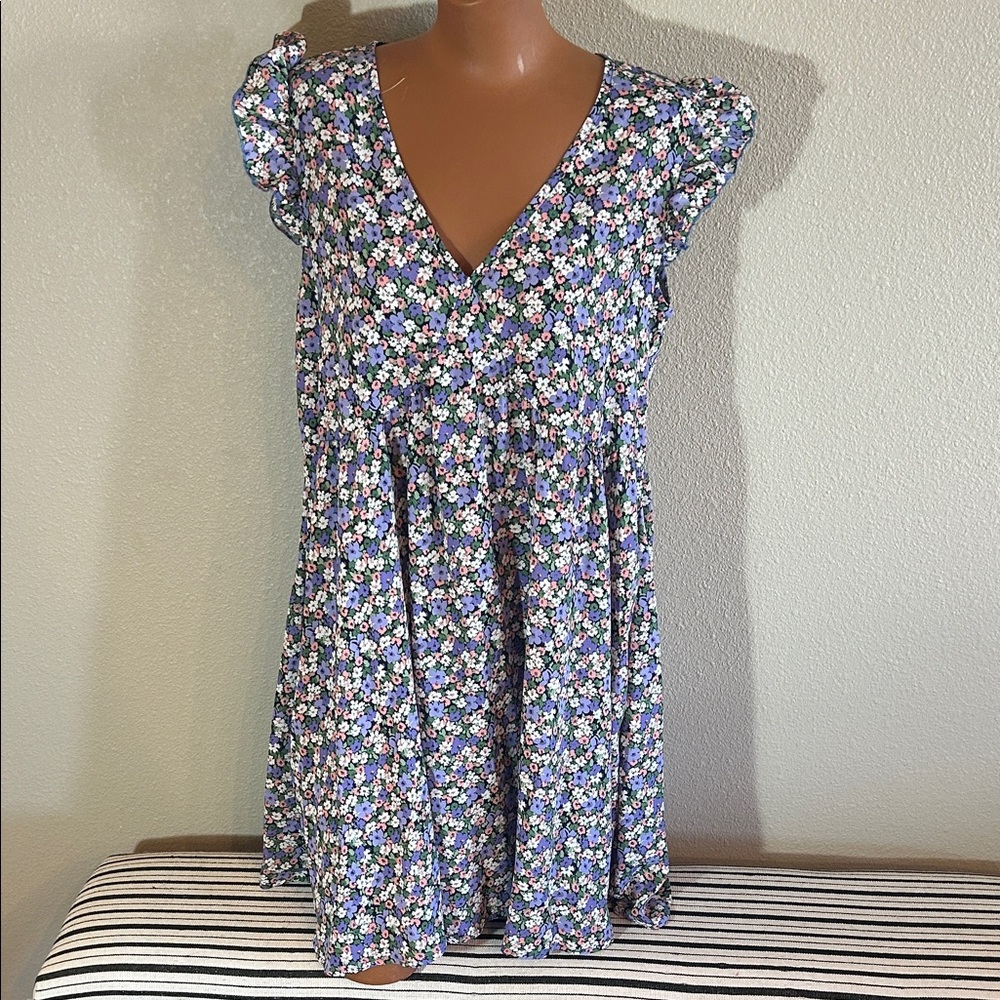 SHEIN Blue Floral Mini Dress